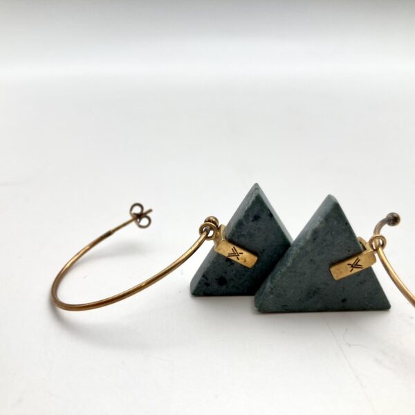 green marble triangle hoop earrings-mycenea