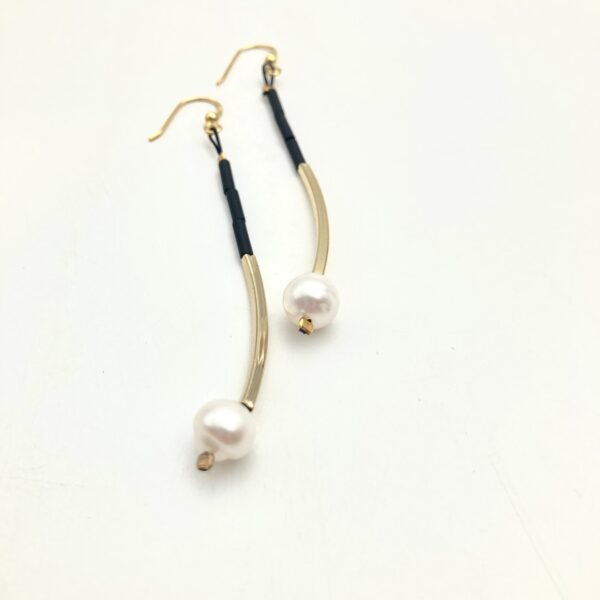 long earrings with pearls