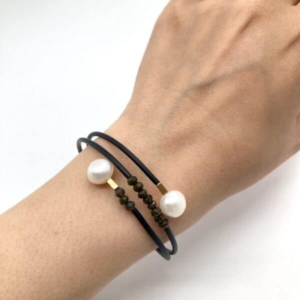 bracelet with pearls, czech crystal & hematite beads