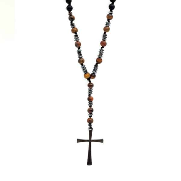 ανδρικό ροζάριο με tiger eye