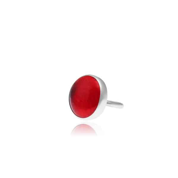 handmade silver ring with red of fire pastille