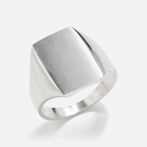 silver handmade flat men's ring