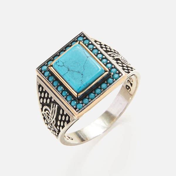 silver men's ring with turquoise