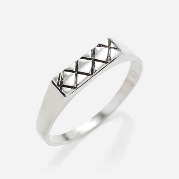 silver handmade men's ring with diamonds