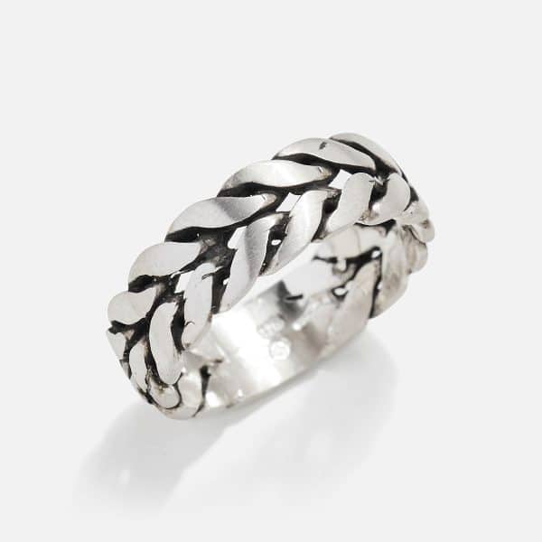 silver handmade men's ring braid