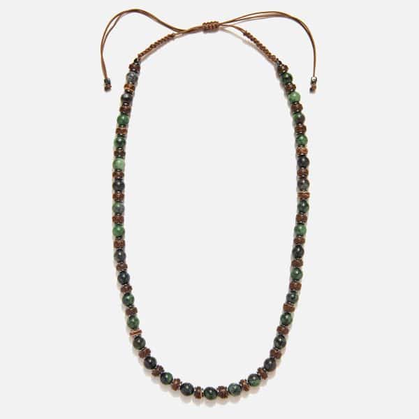 men's handmade necklace with green agate