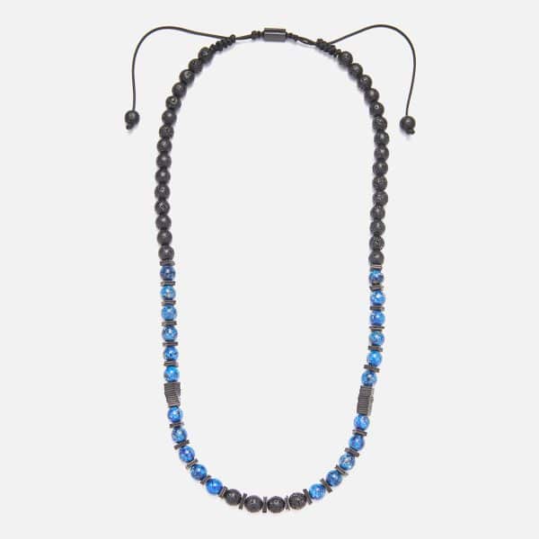 men's handmade necklace with agate & lava