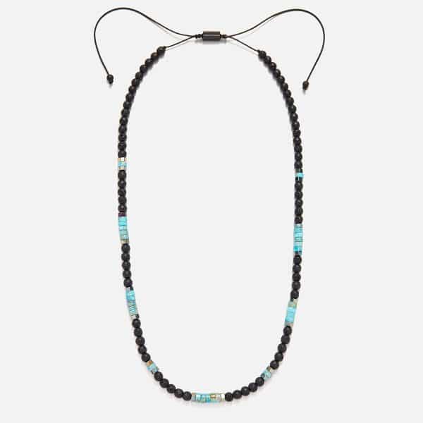 men's handmade necklace with lava & haolite