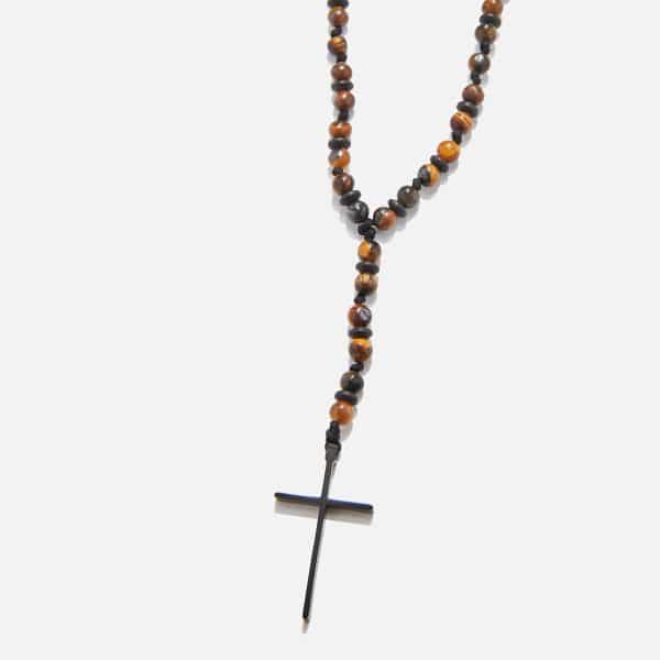 men's handmade tiger's eye & hematite rosary necklace