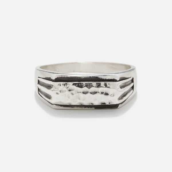silver handmade men's ring forged