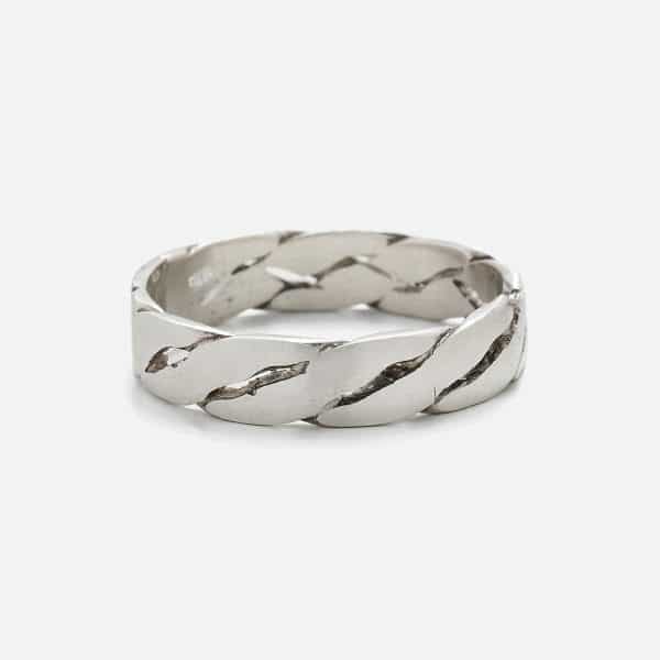 silver handmade fine braid men's ring