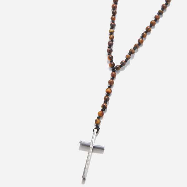 men's handmade tiger's eye rosary necklace