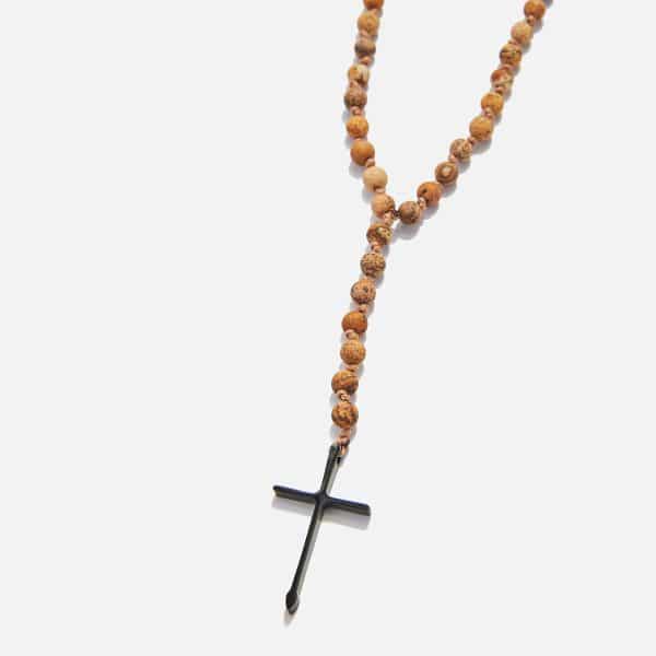 men's handmade rosary necklace with jasper